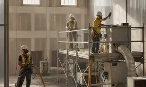 Structural drying equipment removing moisture from a Carlsbad, CA home after water damage